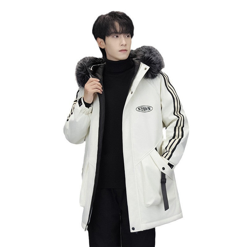 Fleece-lined Thickened Hooded Cotton Jacket