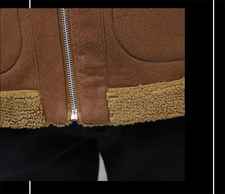 Fleece Fur One-piece Hooded Jacket