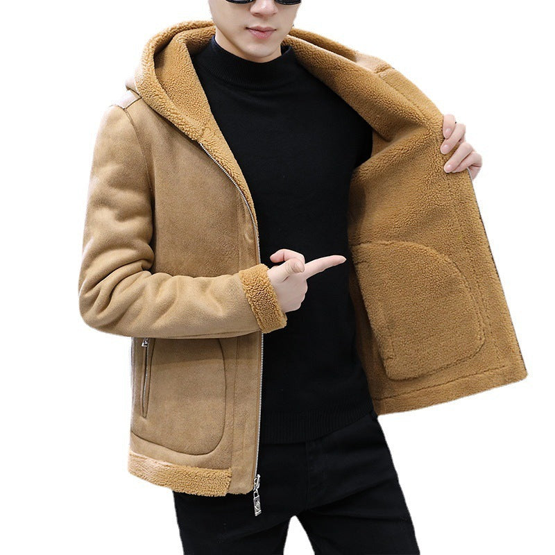 Fleece Fur One-piece Hooded Jacket