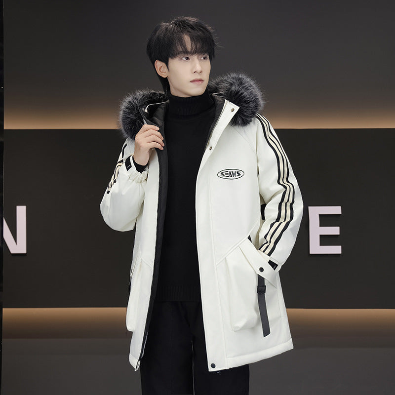 Fleece-lined Thickened Hooded Cotton Jacket