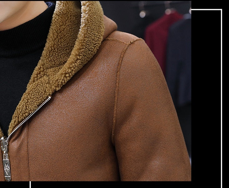 Fleece Fur One-piece Hooded Jacket