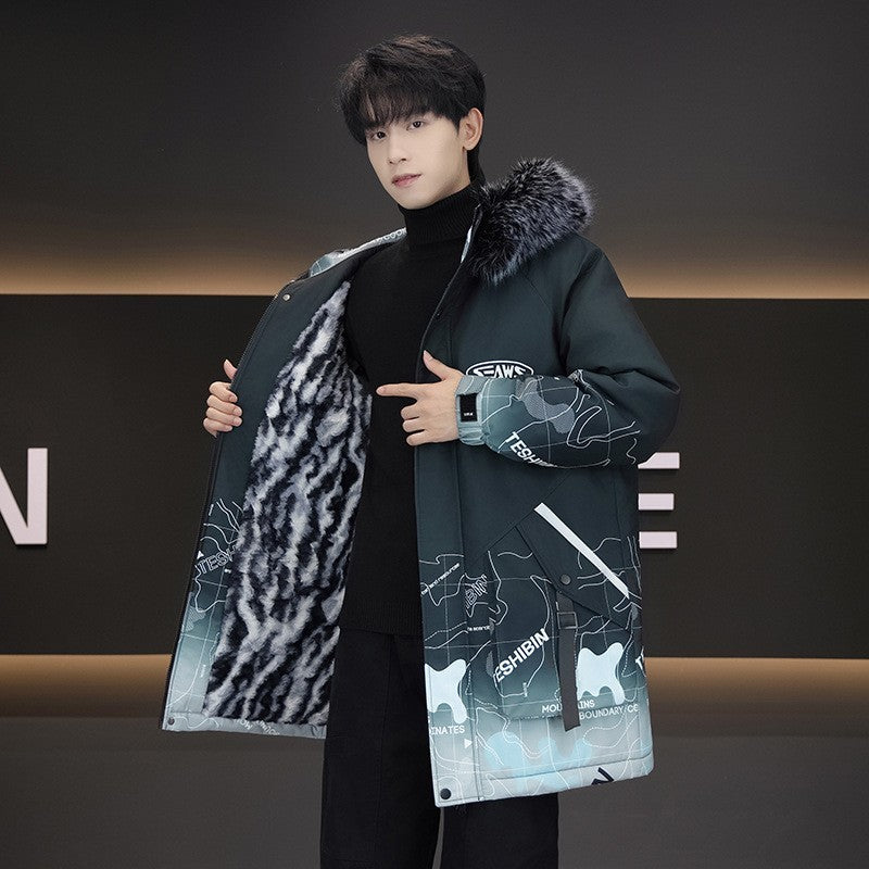 Fleece-lined Thickened Hooded Cotton Jacket