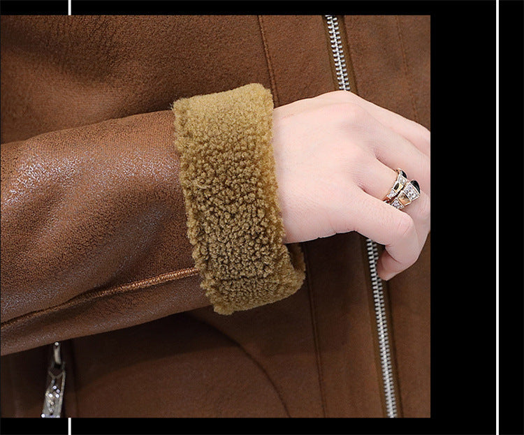 Fleece Fur One-piece Hooded Jacket